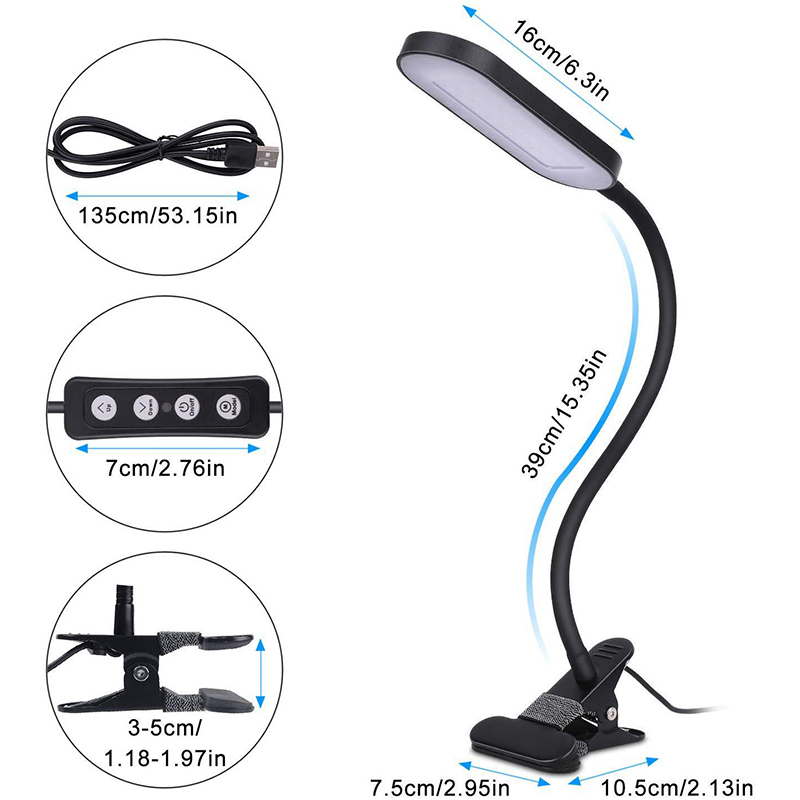 Składana lampa biurkowa LED z dużym klipsem i dużą mocą