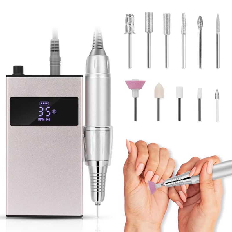 Przenośny zestaw wierteł do paznokci o niskim poziomie hałasu